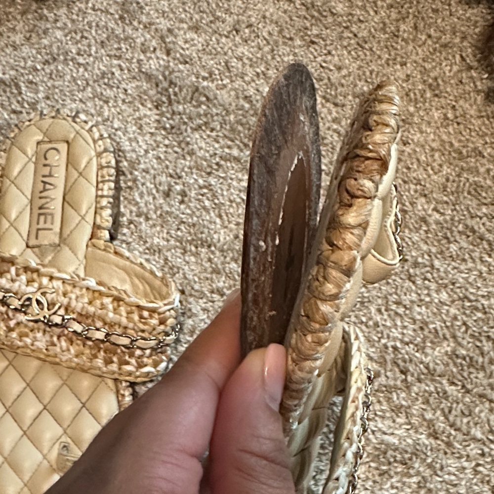 Chanel Beige Quilted Mules with Chain Detail - Picture 5 of 6
